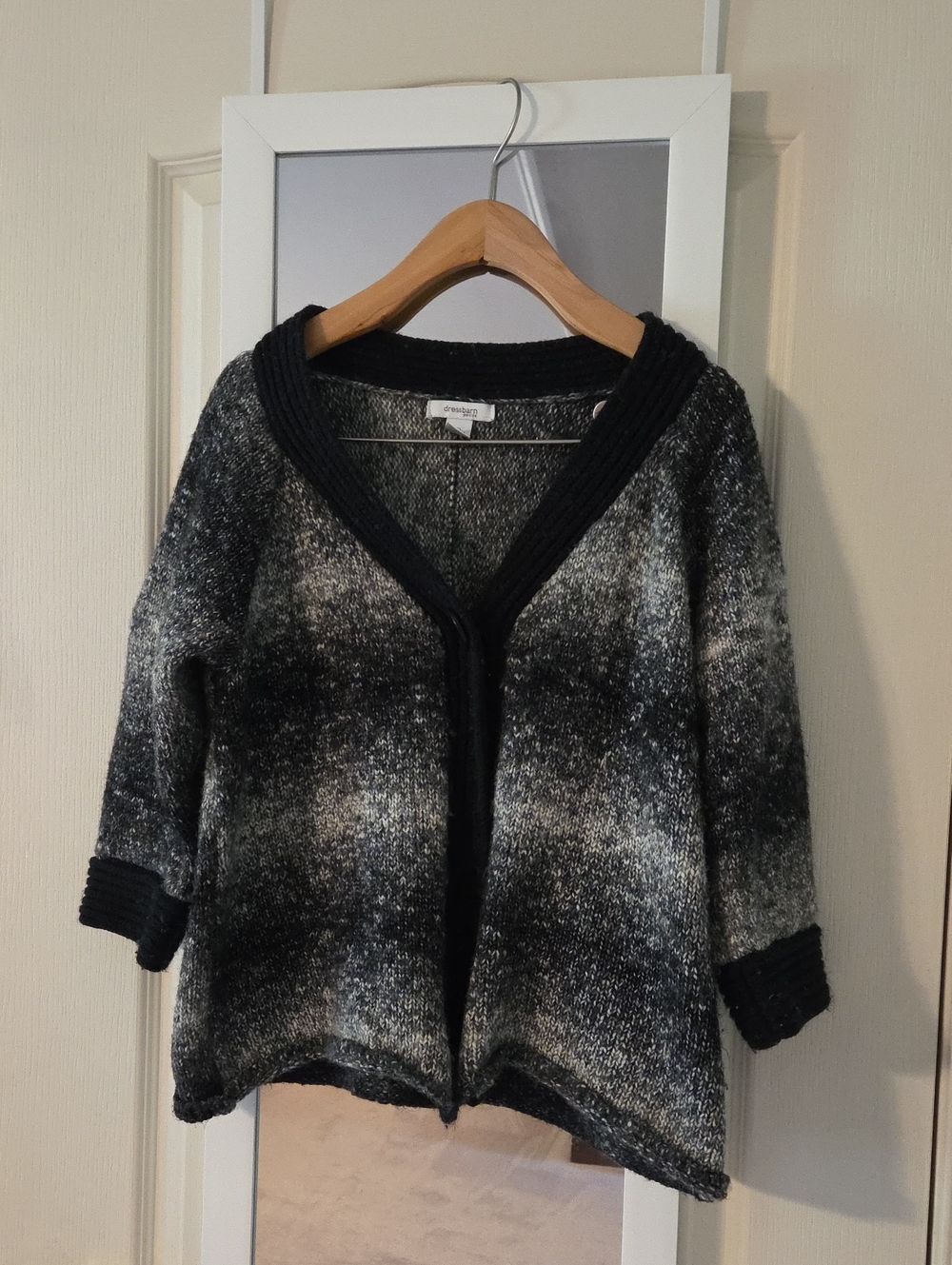 dressbarn Black & Gray Ombre Open-Front Cardigan -Sz PXL